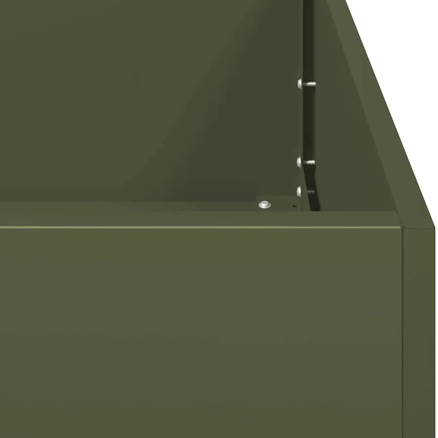 Jardinière vert olive 100x100x40 cm acier - 7