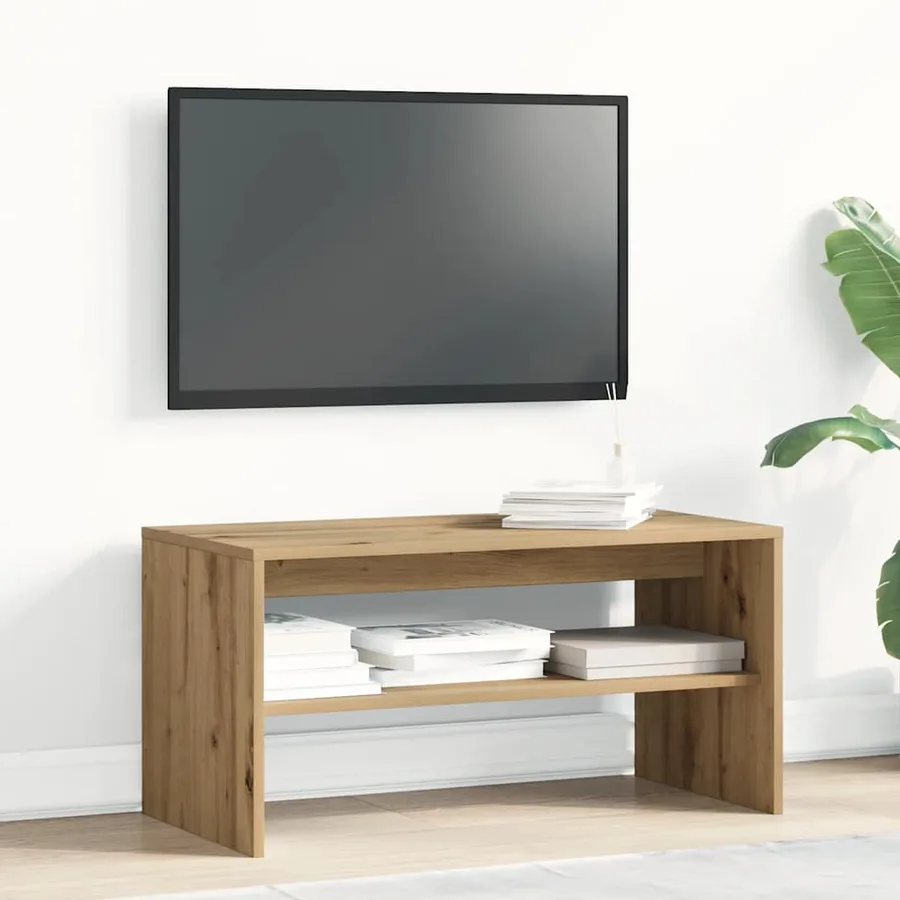 Meuble TV chêne artisanal 80x40x40 cm bois d'ingénierie - 3
