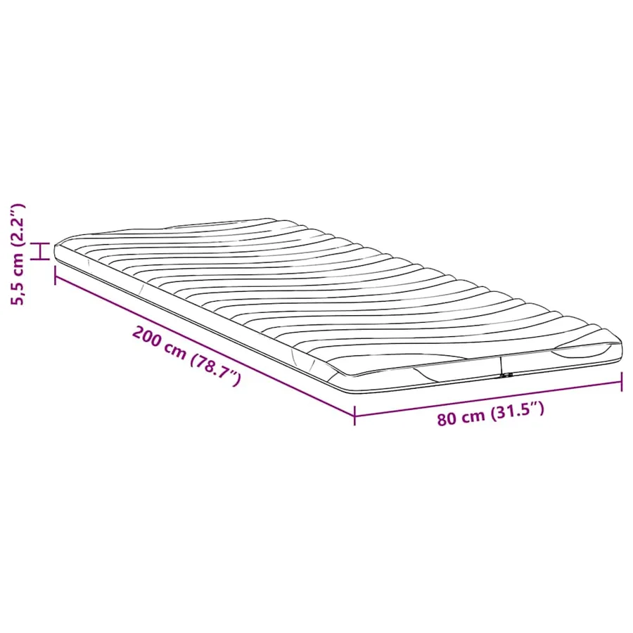 Surmatelas Blanc 80 x 200 cm Tissu en Tricot - 11