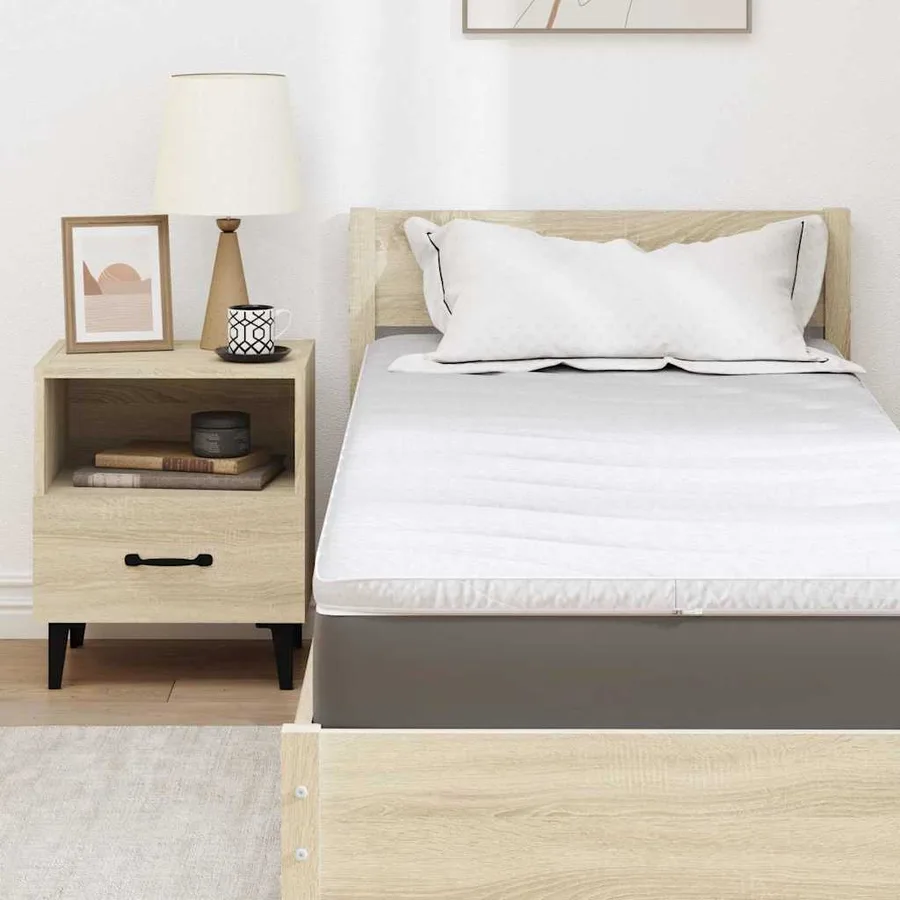 Surmatelas Blanc 80 x 200 cm Tissu en Tricot - 7