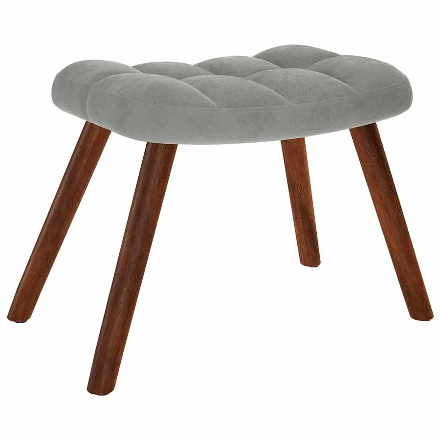 Chaise à bascule avec tabouret en velours gris clair - 5