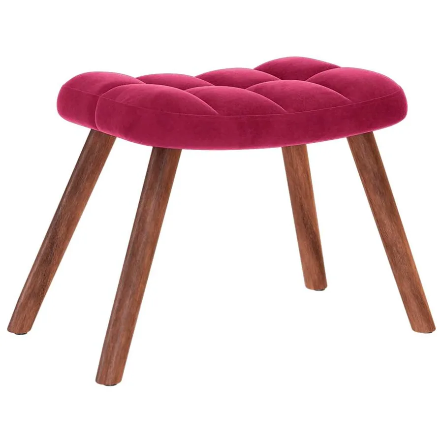 Chaise à bascule avec repose-pied rouge bordeaux velours - 5