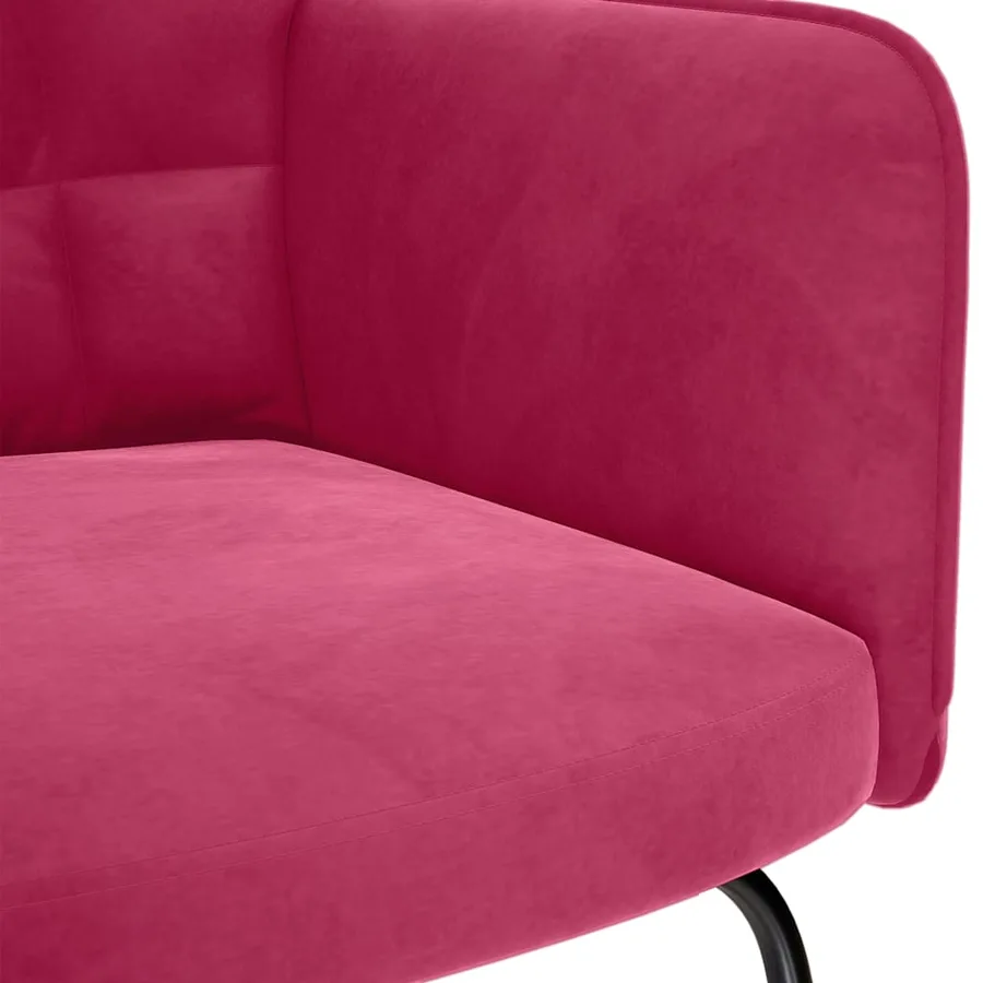 Chaise à bascule avec repose-pied rouge bordeaux velours - 8