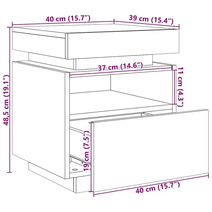 Cabinet de chevet 2 pcs Chêne noir 40 x 39 x 48,5 cm - 14