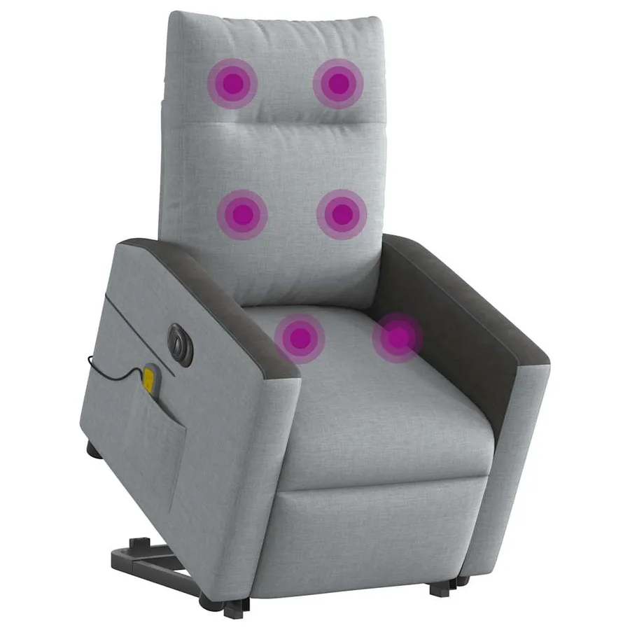 Fauteuil inclinable de massage électrique Gris clair Tissu - 3