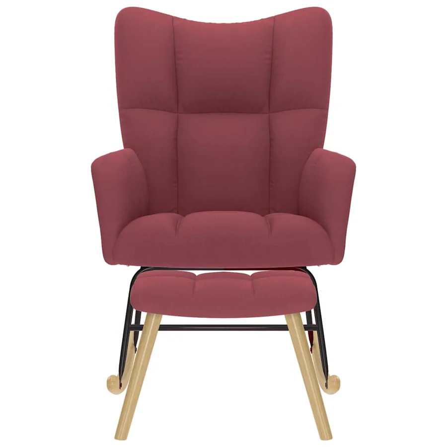 Chaise à bascule avec repose-pied Rouge bordeaux Tissu - 3