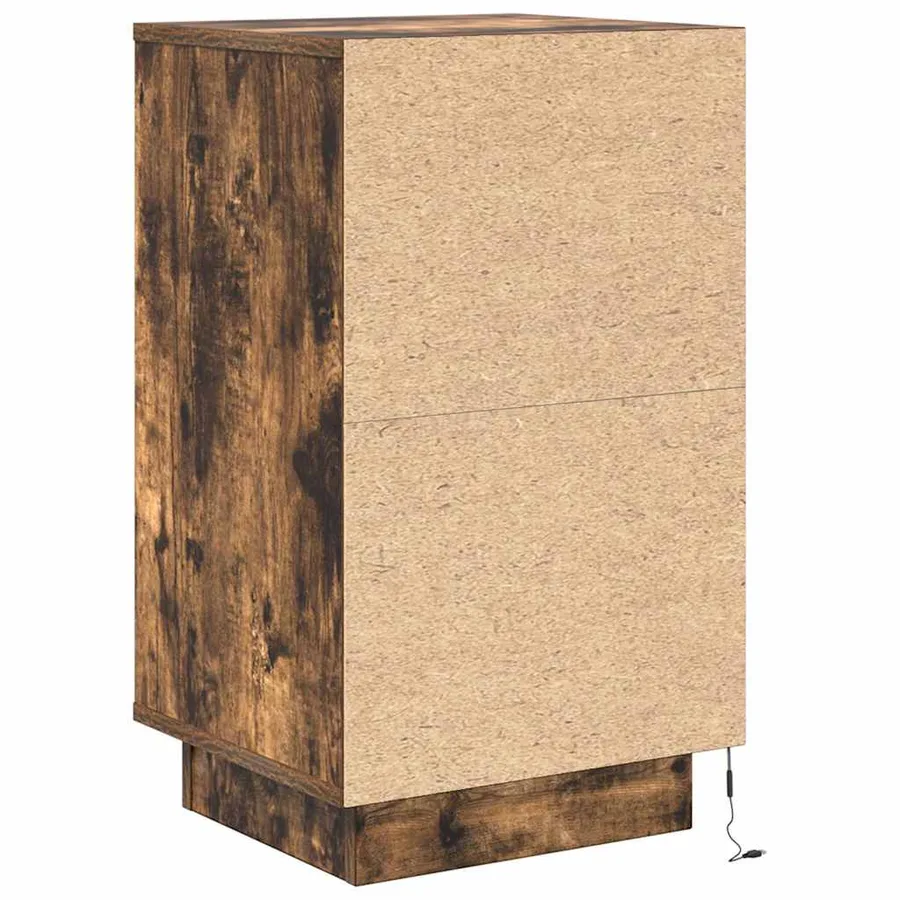 Table de chevet avec lumières LED chêne fumé 38x34x65 cm - 9