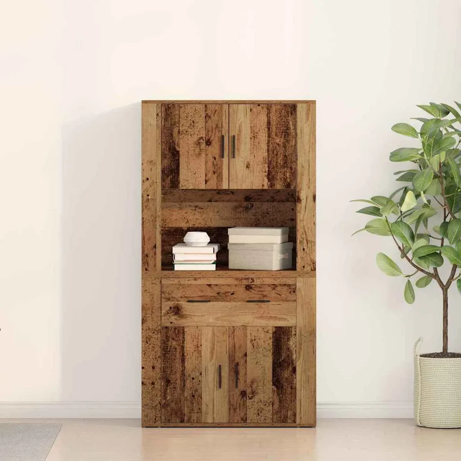 Haut de Buffet Bois ancien 80 x 33 x 150 cm Bois d'ingénierie - 4
