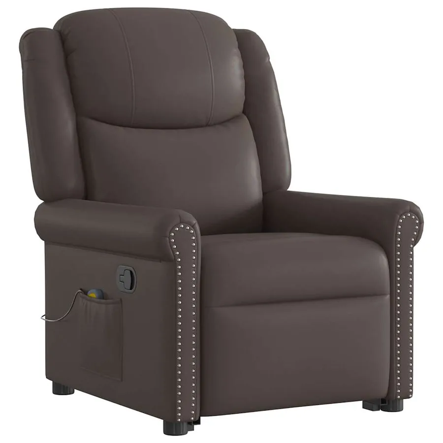 Fauteuil de massage inclinable marron brillant similicuir - 3