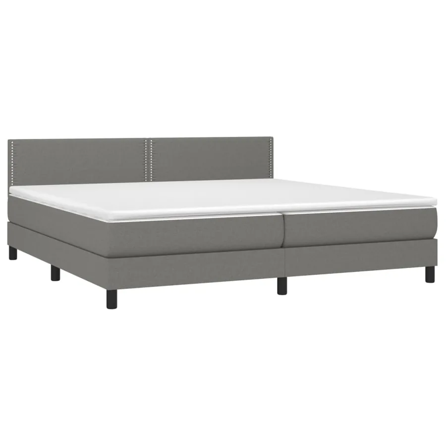 Sommier à lattes de lit avec matelas Gris foncé 200x200cm Tissu - 3