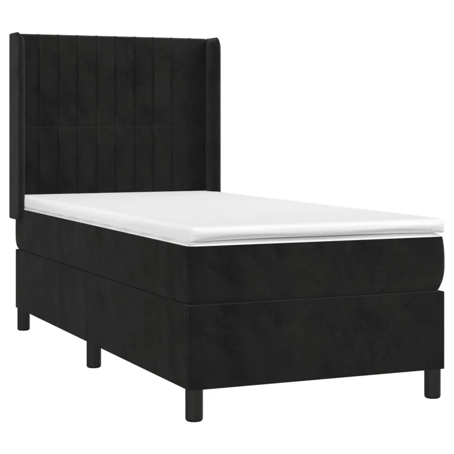 Sommier à lattes de lit matelas et LED Noir 90x200 cm Velours - 4