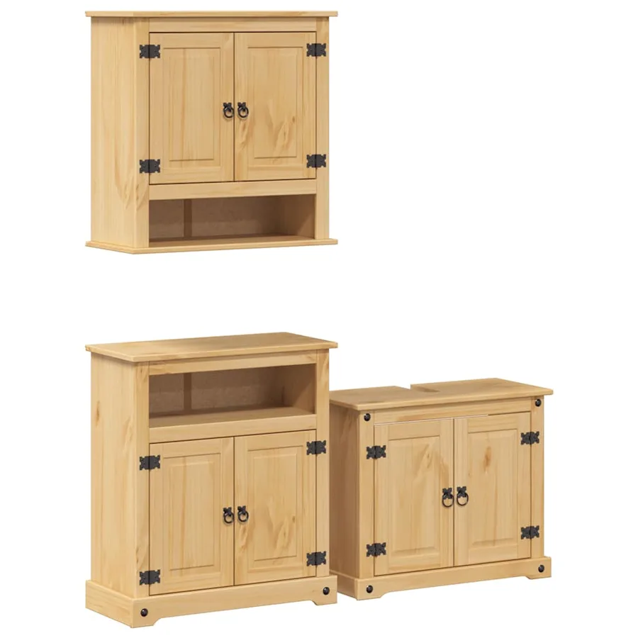 Ensemble de meubles salle de bain 3 pcs Corona bois pin massif - 2
