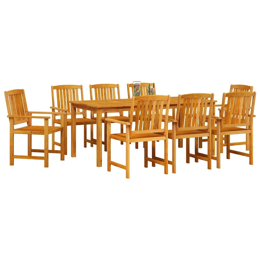 Ensemble de salle à manger pour jardin 9 pcs Marron - 3