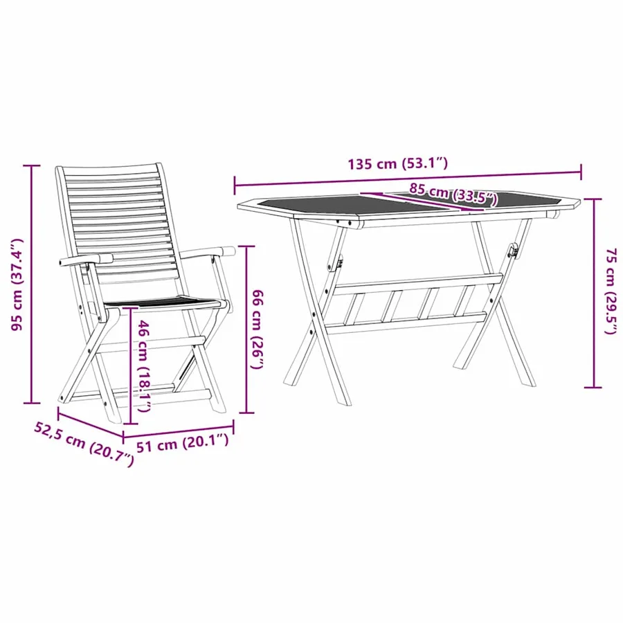 Ensemble de salle à manger pour jardin 5 pcs Marron - 13