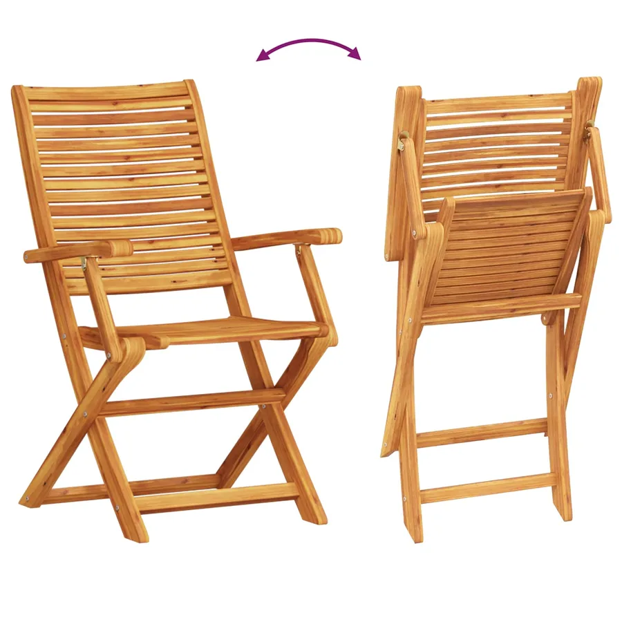 Ensemble bistro pliant 3 pcs Marron Bois d'Acacia Massif - 9