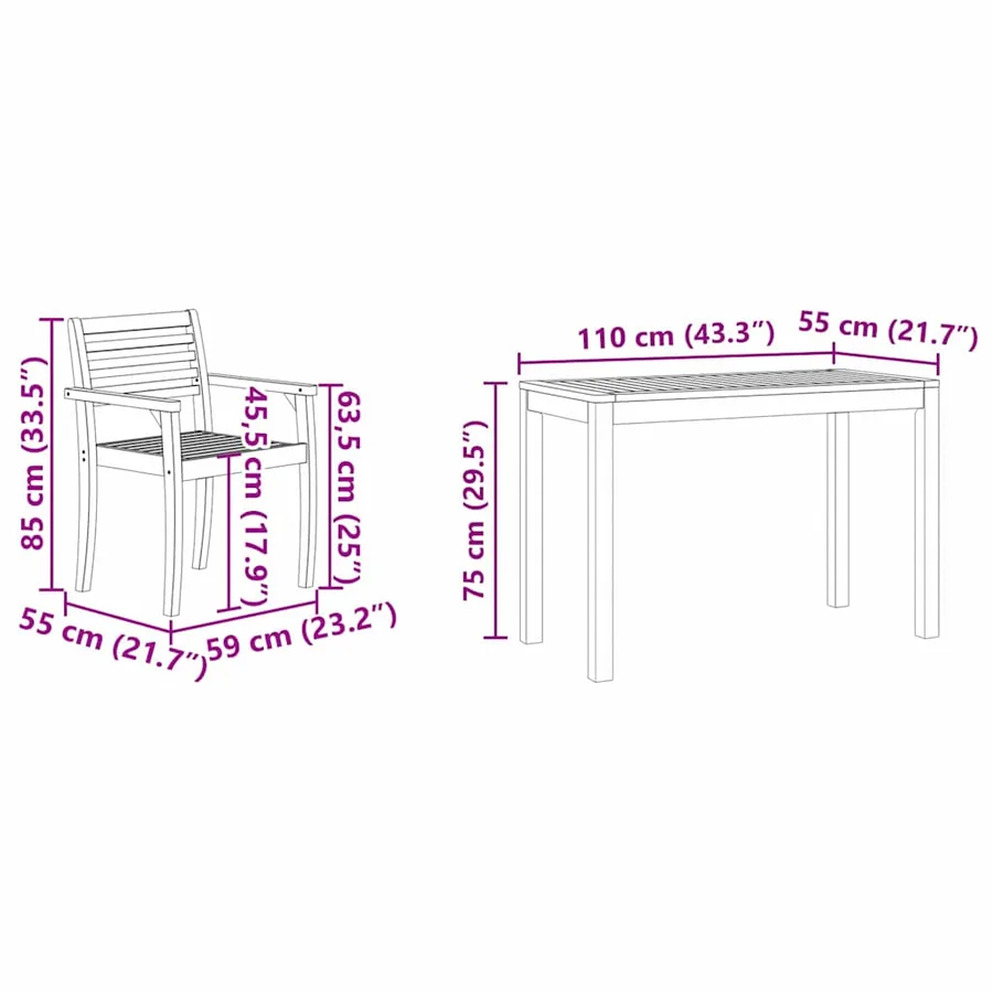 Ensemble de salle à manger pour jardin 3 pcs Marron - 8