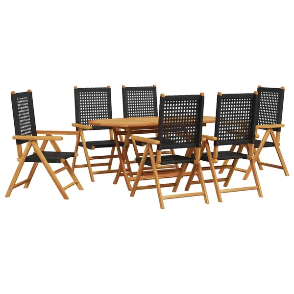 Ensemble de salle à manger pour jardin 7 pcs Noir