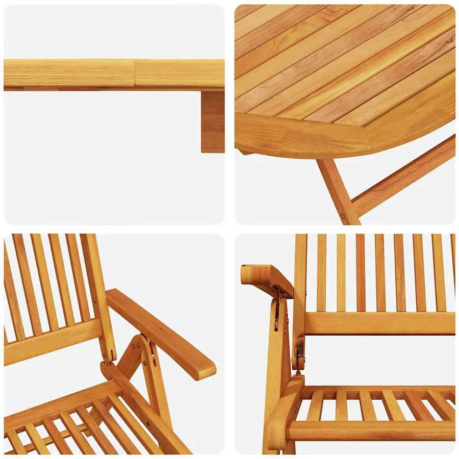 Ensemble de salle à manger pour jardin 7 pcs Marron - 11