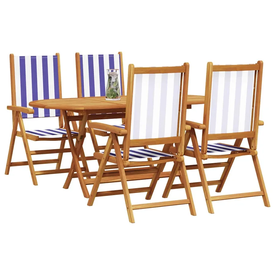 Ensemble de salle à manger pour jardin 5 pcs Bleu et Blanc - 3
