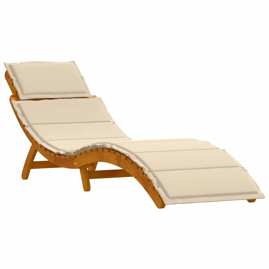 Transat avec coussin 2 pcs Beige Bois d'Acacia Massif - 4