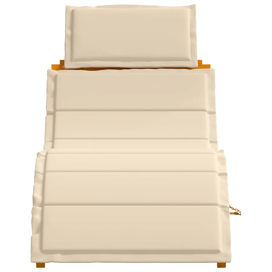 Transat avec coussin 2 pcs Beige Bois d'Acacia Massif - 5