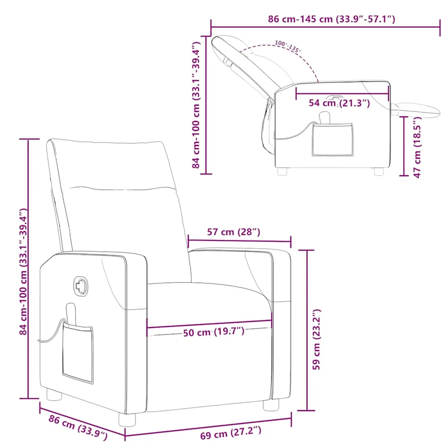 Fauteuil inclinable de massage Bleu Tissu - 14