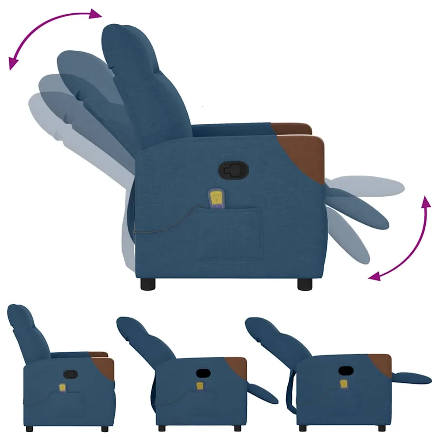 Fauteuil inclinable de massage Bleu Tissu - 6
