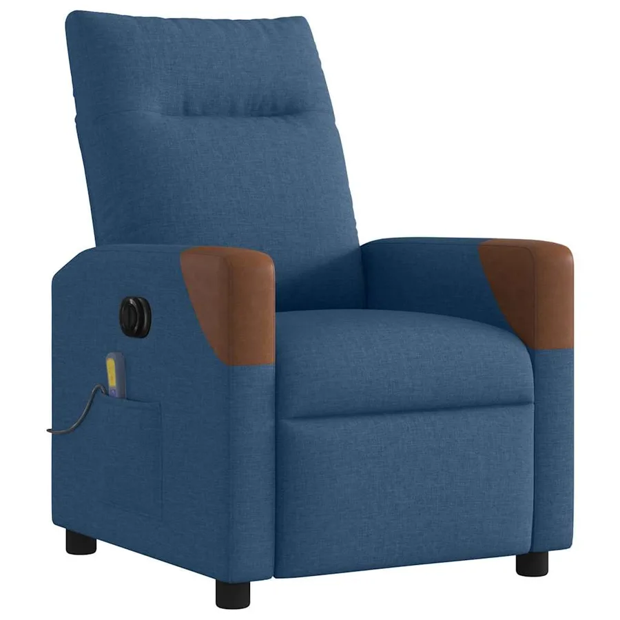 Fauteuil inclinable de massage électrique Bleu Tissu - 4