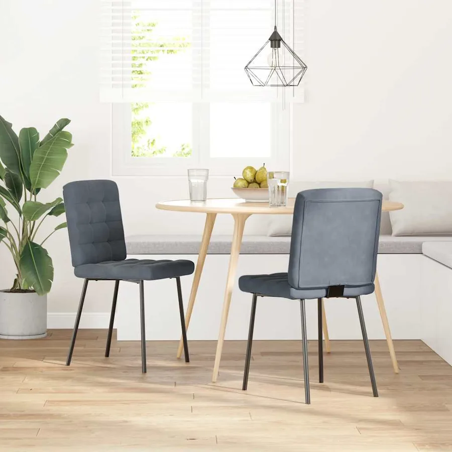 Chaises à manger lot de 2 Gris foncé Velours - 2
