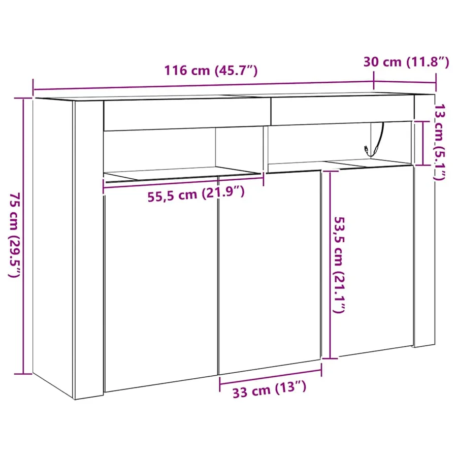 Buffet Chêne fumé 116 x 30 x 75 cm Bois d'ingénierie - 16