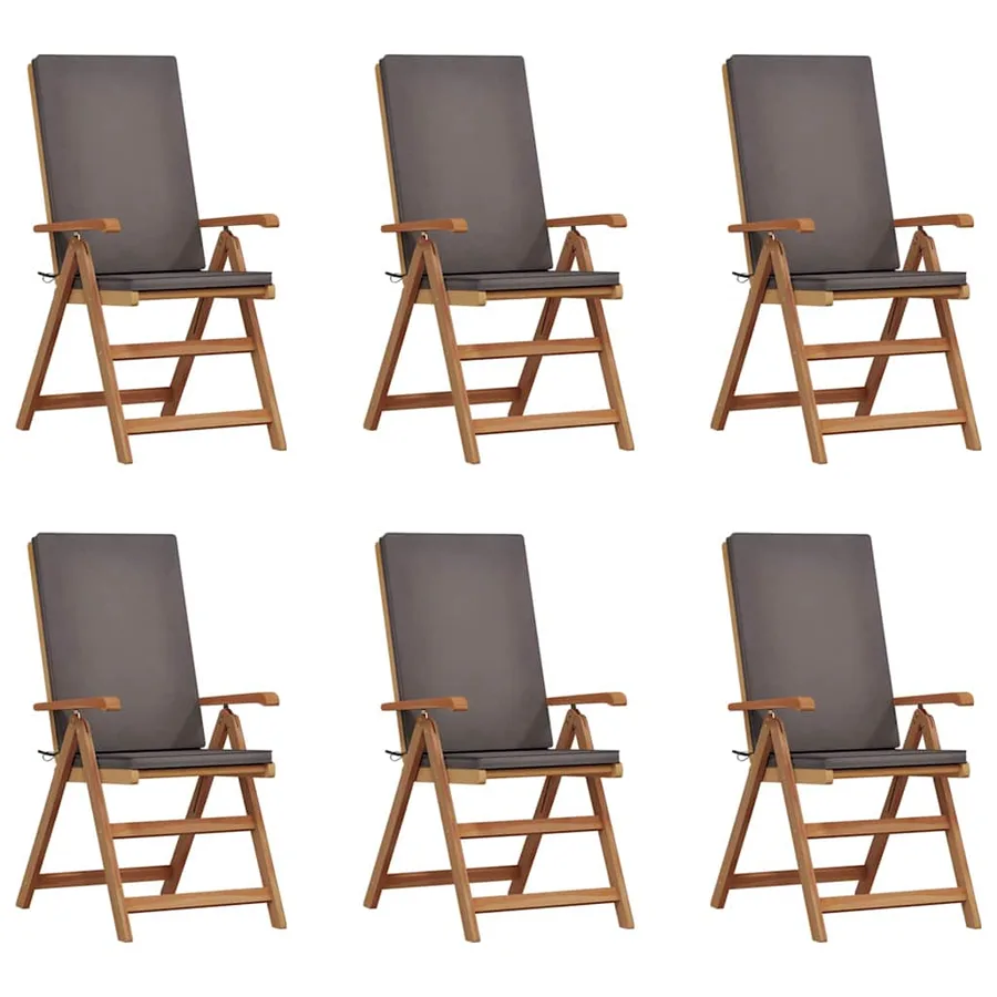 Chaise de jardin 6 pcs Marron et gris 57 x 71,5 x 104 cm - 2