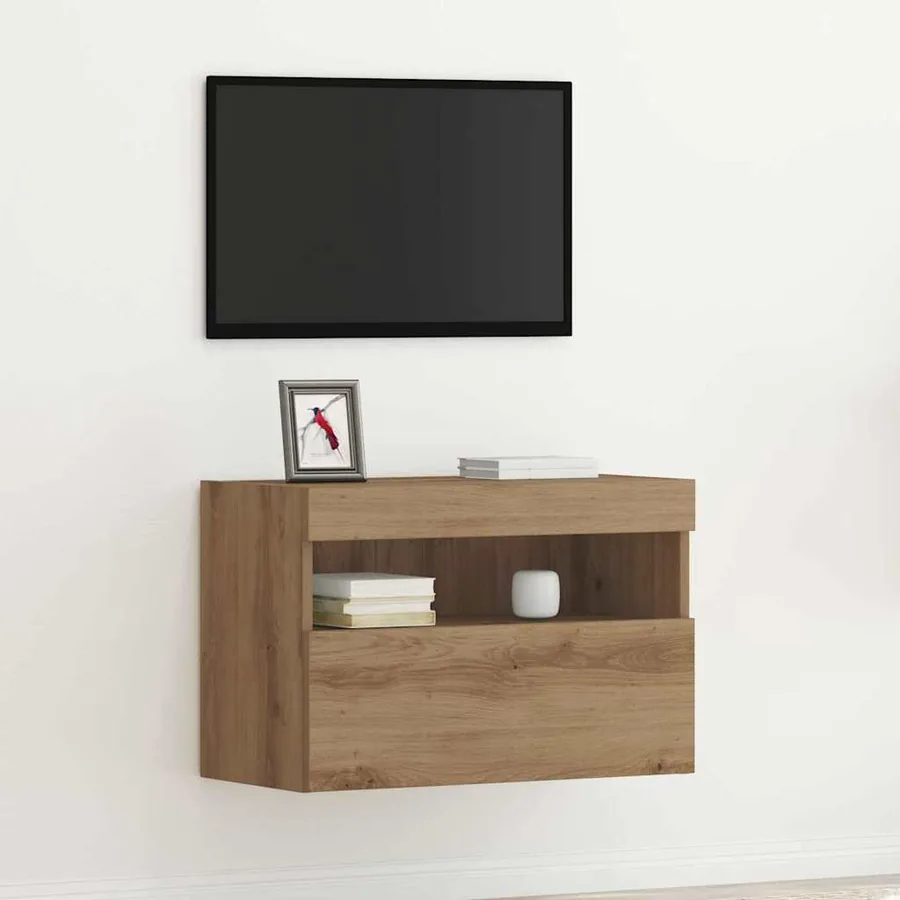 Meuble TV mural 60 x 30 x 40 cm chêne artisanal