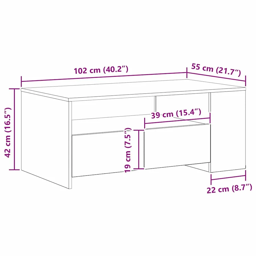 Table basse Bois Ancien 102 x 55 x 43,5 cm Bois d'ingénierie - 11