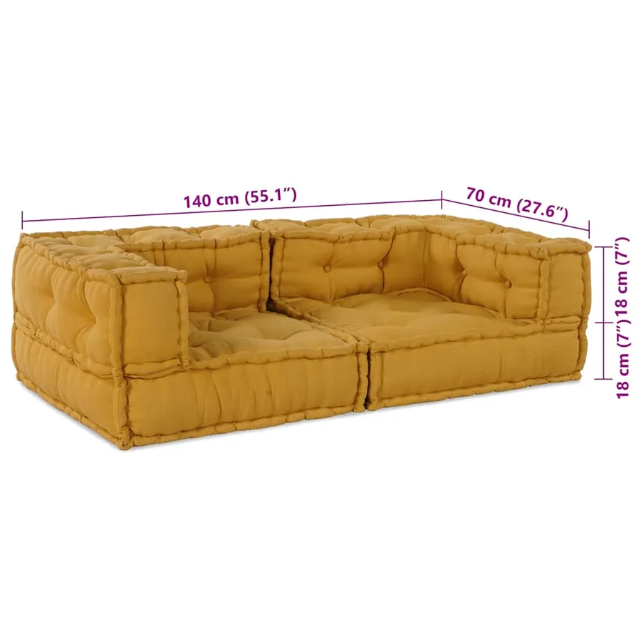 Canapé modulable 2 places jaune 140x70x36 cm en tissu - 10