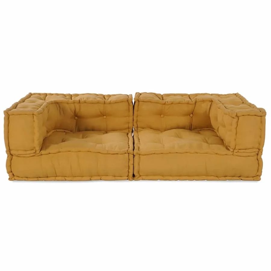 Canapé modulable 2 places jaune 140x70x36 cm en tissu - 4