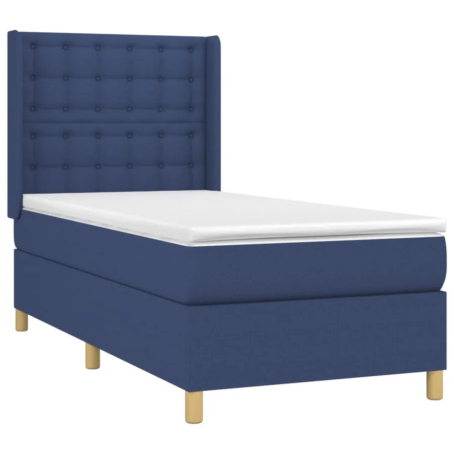 Sommier à lattes de lit matelas et LED Bleu 90x200 cm Tissu - 4
