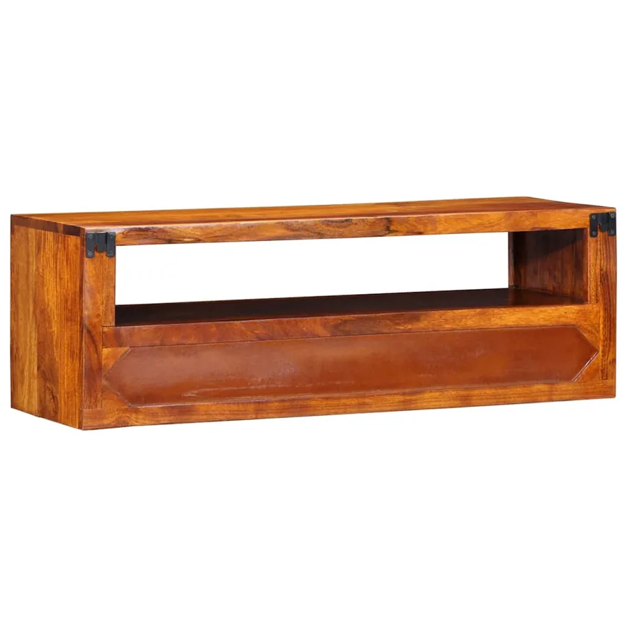 Meuble TV mural multicolore 90x30x30 bois massif d'acacia - 7