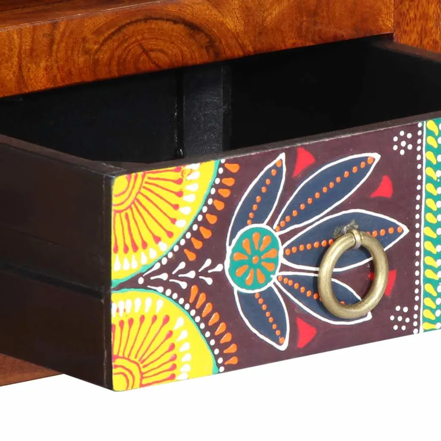 Meuble TV mural multicolore 90x30x30 bois massif d'acacia - 9