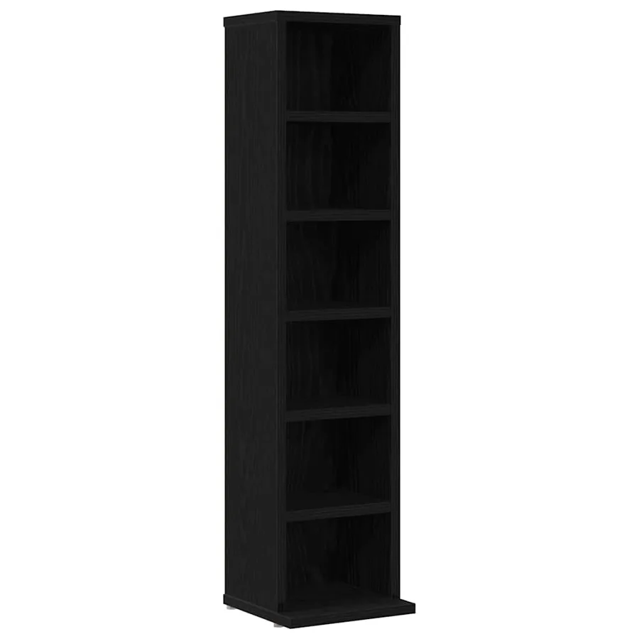 Armoire à CD chêne noir 21x20x88 cm bois d'ingénierie - 2