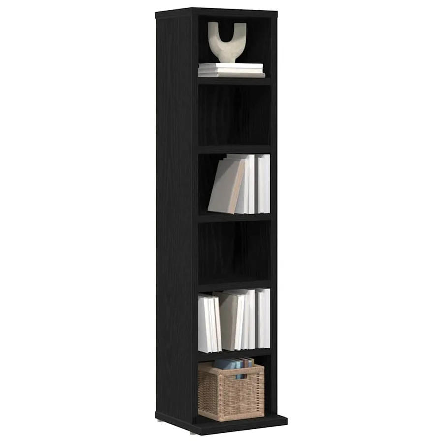 Armoire à CD chêne noir 21x20x88 cm bois d'ingénierie - 4