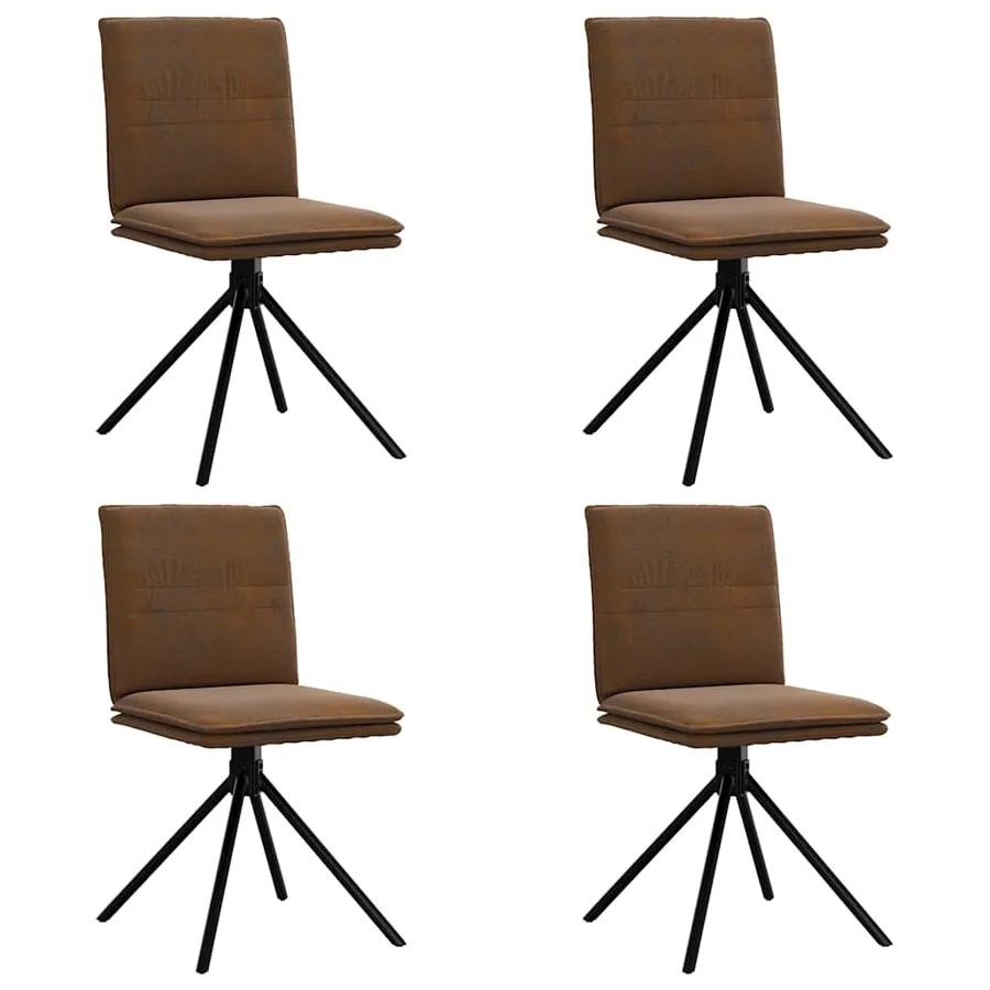 Chaises à manger lot de 4 marron similicuir daim - 2