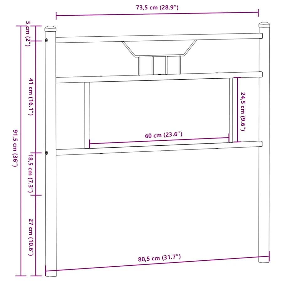 Tête de lit de remplacement chêne sonoma 75 cm bois d'ingénierie et acier - 8