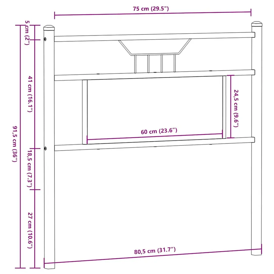 Tête de lit de remplacement chêne fumé 75 cm bois d'ingénierie et acier - 8