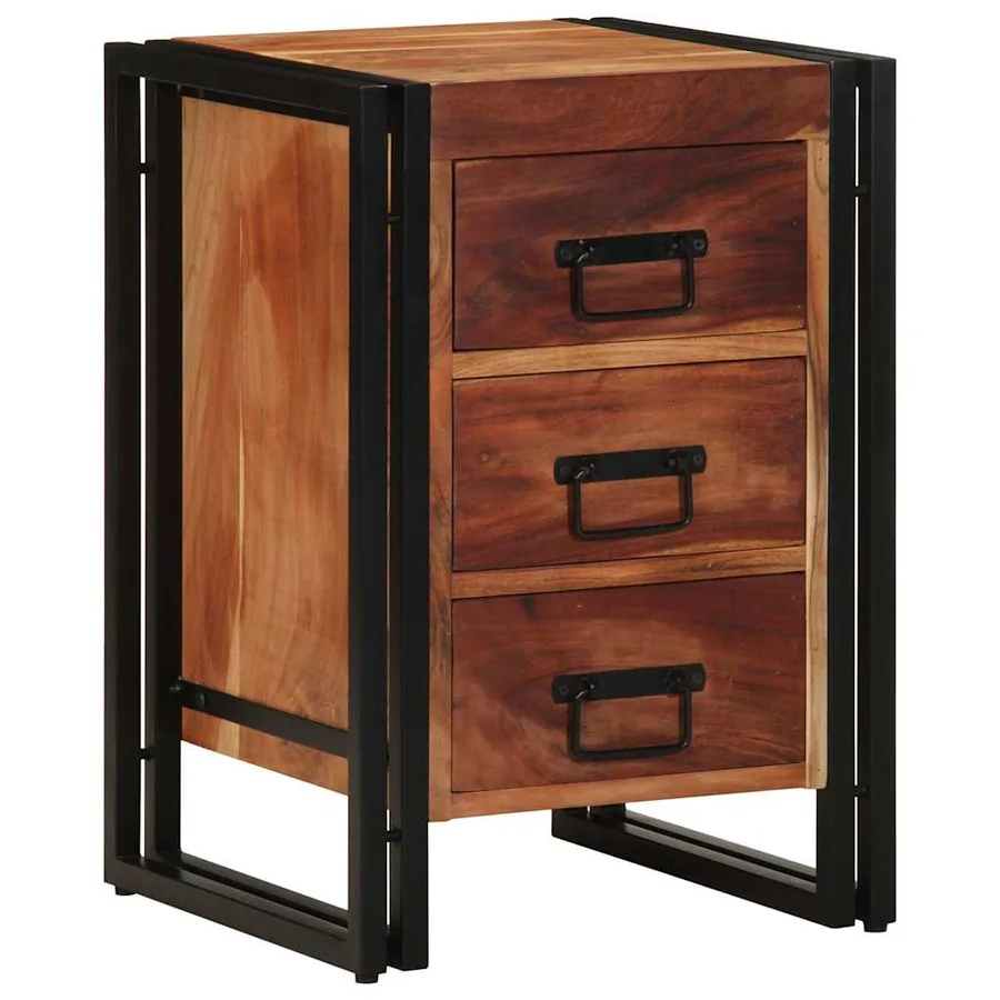 Cabinet de chevet Marron 40 x 40 x 59 cm Bois d'Acacia Massif - 3
