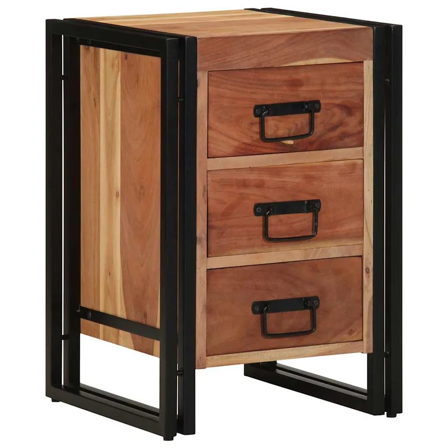 Cabinet de chevet Marron 40 x 40 x 59 cm Bois d'Acacia Massif - 4