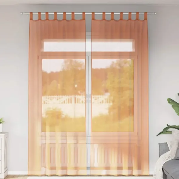 Rideaux en voile avec boucles 2 pcs terre cuite 140x260 cm