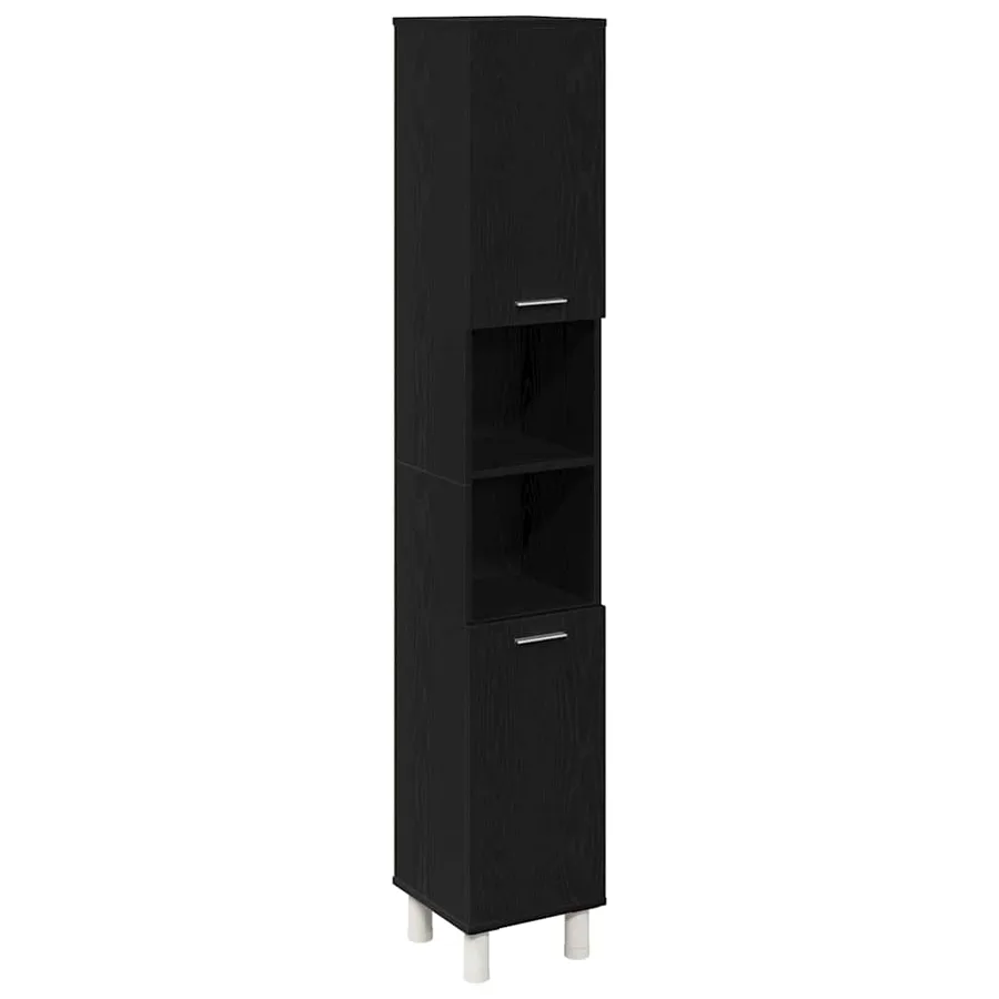 Cabinet de salle de bain avec porte Chêne noir 30 x 30 x 179 cm - 2