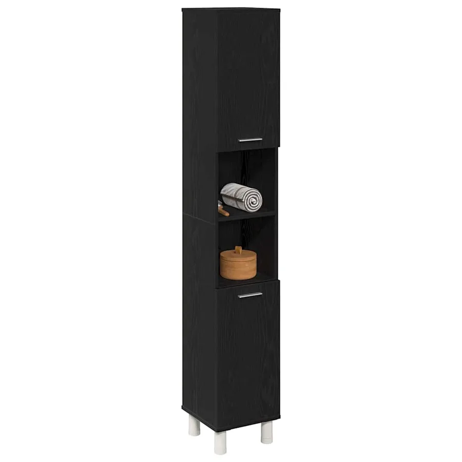 Cabinet de salle de bain avec porte Chêne noir 30 x 30 x 179 cm - 3