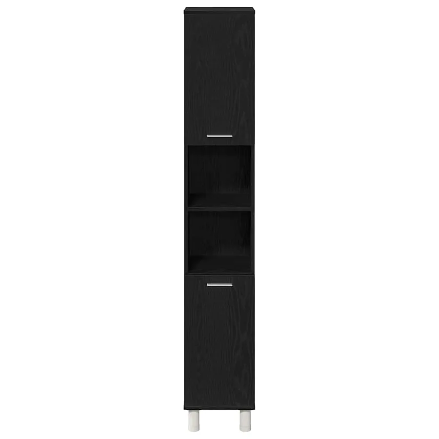 Cabinet de salle de bain avec porte Chêne noir 30 x 30 x 179 cm - 7