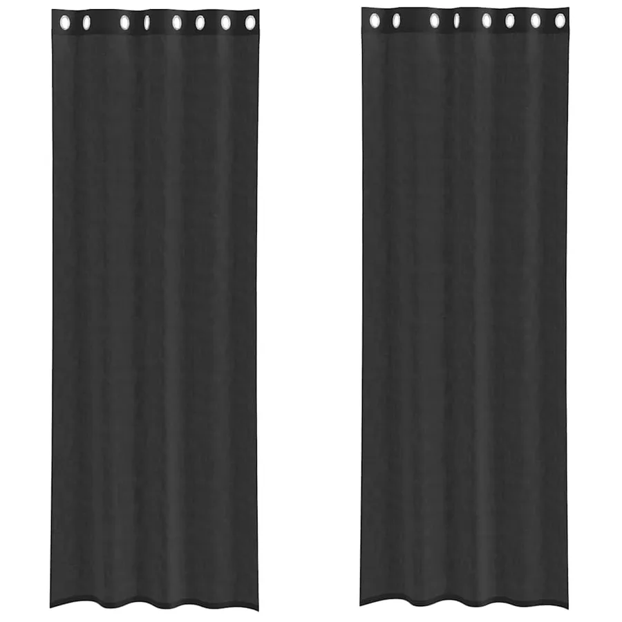 Rideaux en voile avec œillets 2 pcs noir 140x260 cm - 2